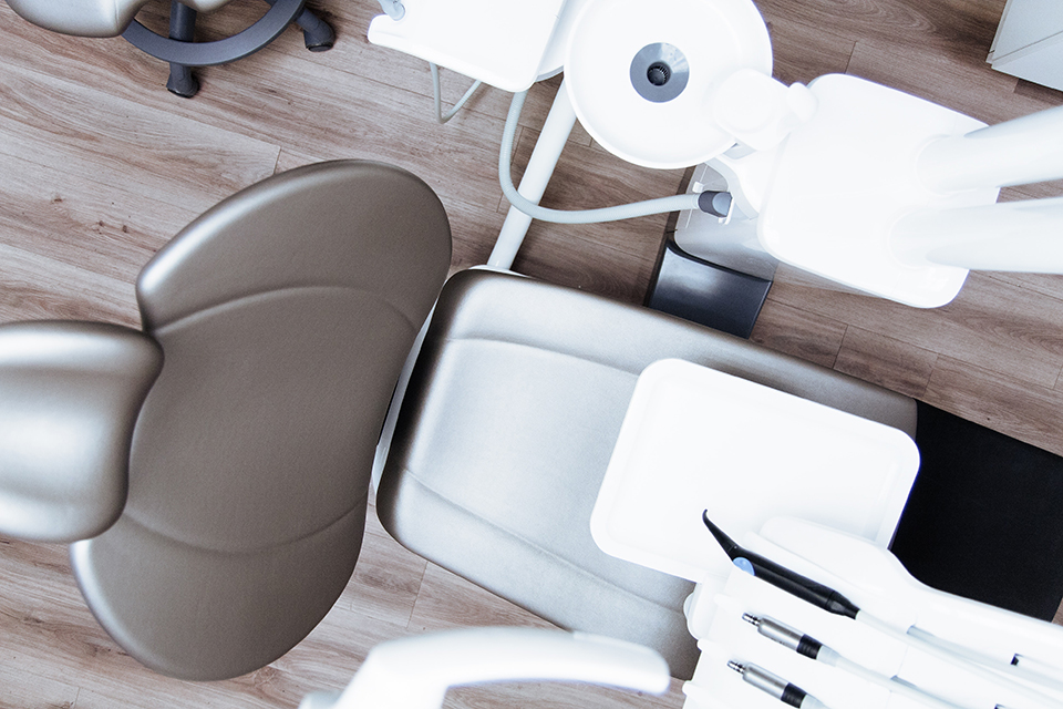 Photo of dentist's chair from above